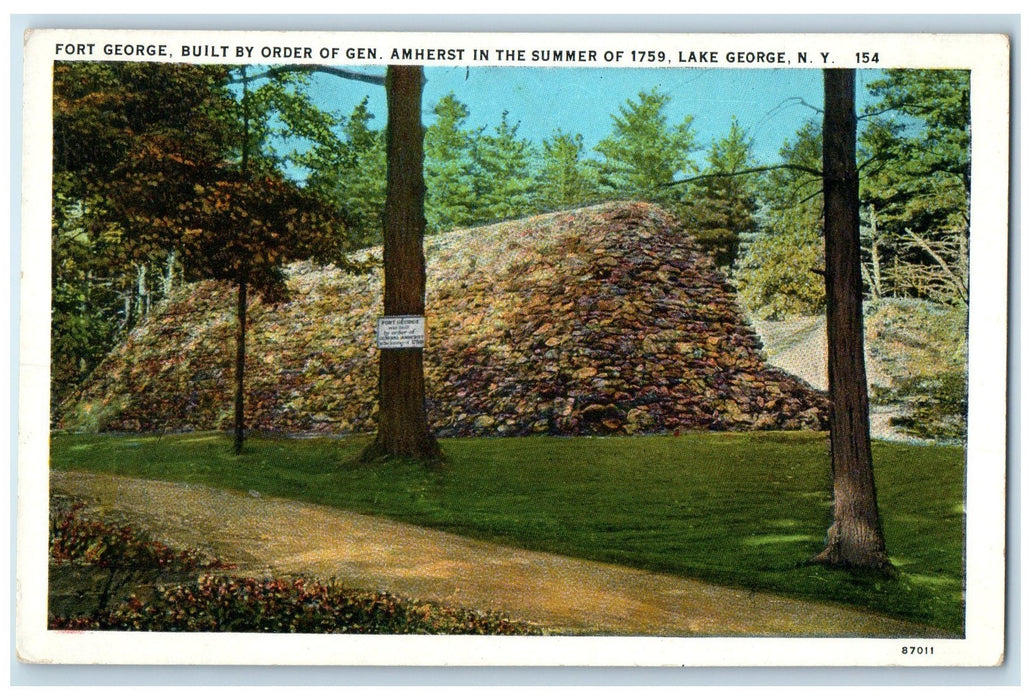 c1920's Fort George Built Order Of Gen. Amherst Lake George New York NY Postcard