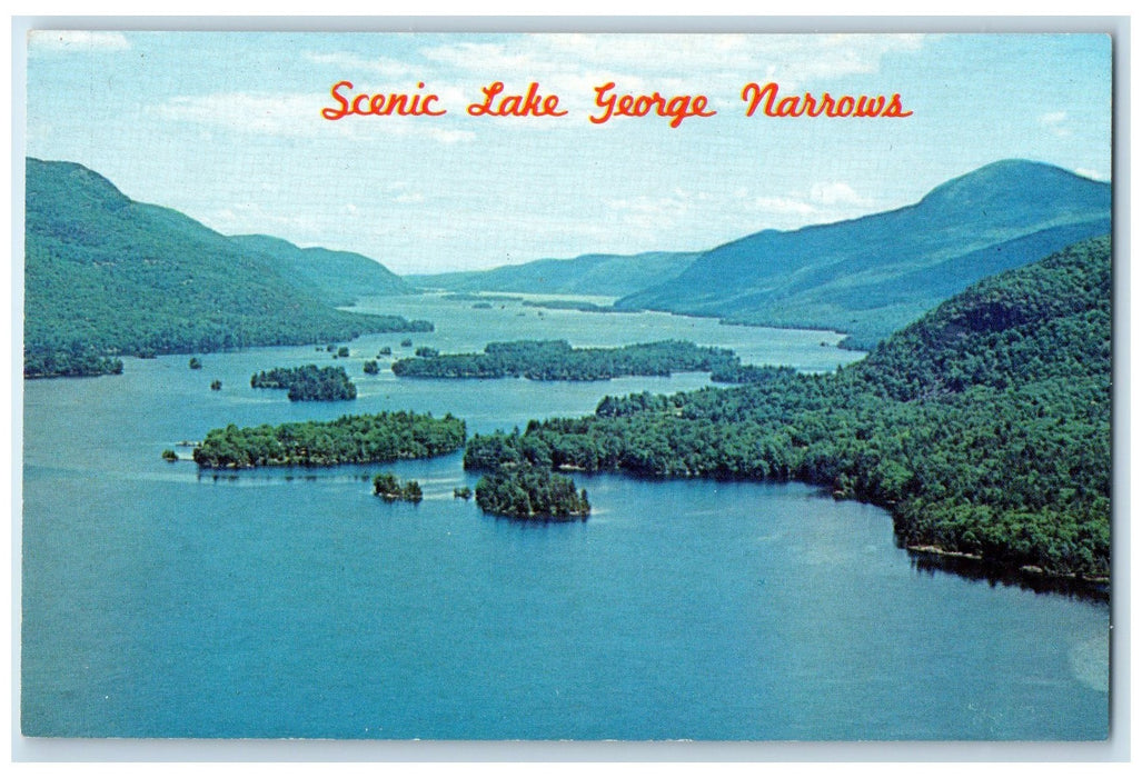 c1950's Aerial View Islet Groves Of Lake George Narrows New York NY Postcard
