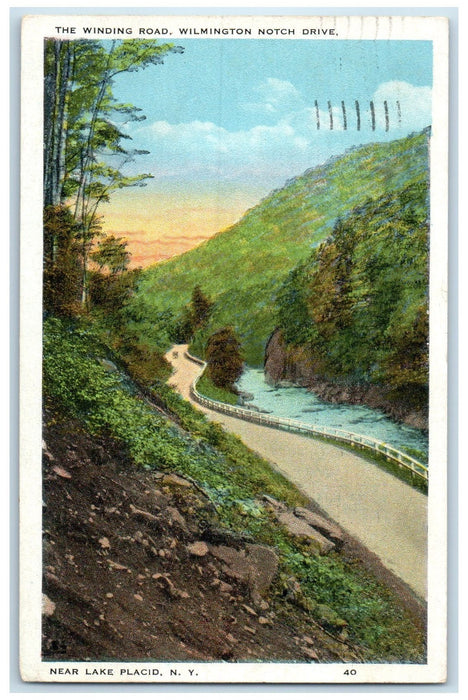1929 The Winding Road Wilmington Notch Drive Lake Placid New York NY Postcard