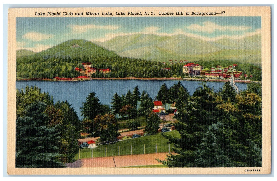 c1940's Lake Placid Club & Mirror Lake Groves Lake Placid New York NY Postcard