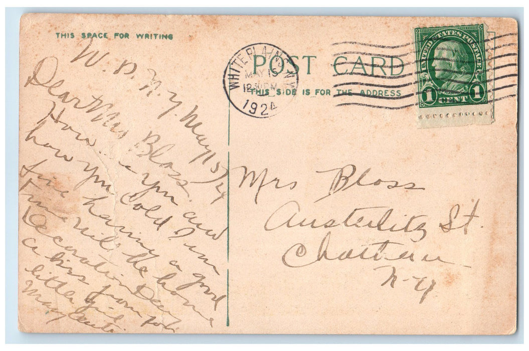 1924 Soldiers Monument On Park Avenue Cannon White Plains New York NY Postcard