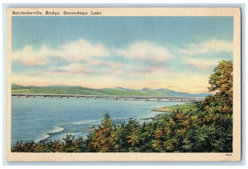 1949 Batchelorville Bridge Mountain Sacandaga Lake Mayfield New York NY Postcard