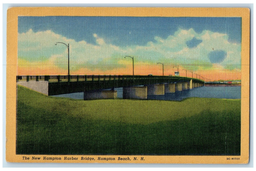 1958 New Hampton Harbor Bridge Lamplight Hampton Beach New Hampshire NH Postcard