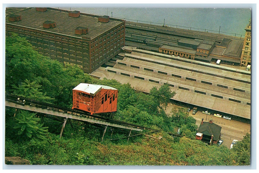 c1950's Monongahela Inclined Aerial View Pittsburgh Pennsylvania PA Postcard