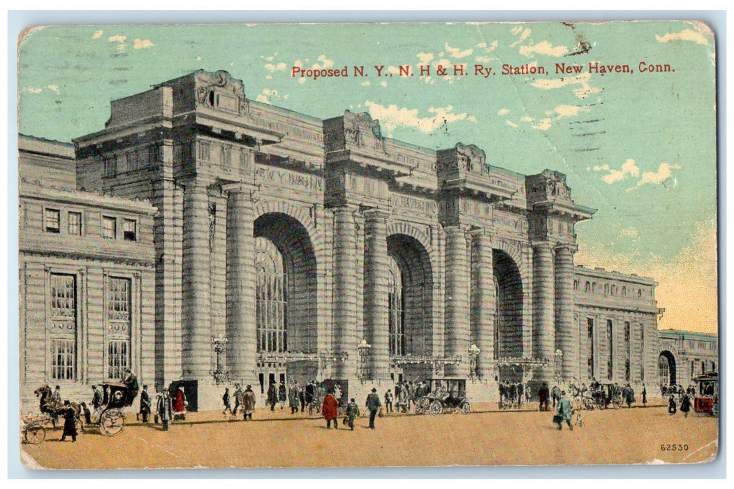 1913 Proposed NY NH & H Ry Station Building New Haven Connecticut CT Postcard