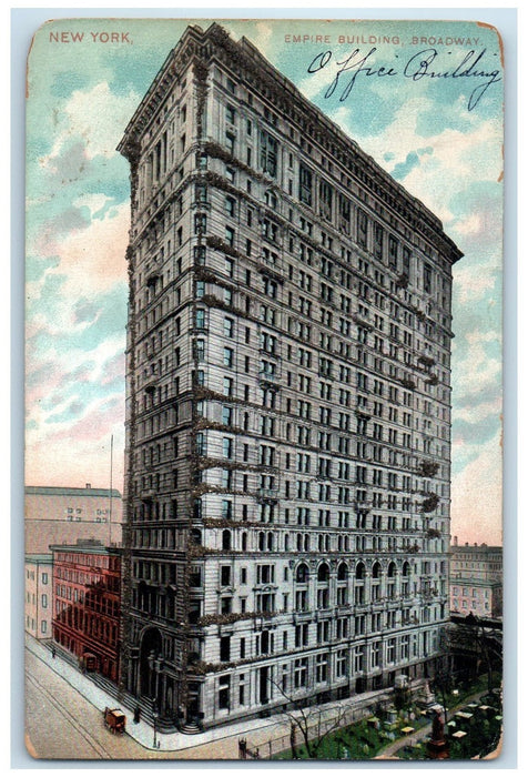 c1905 Empire Building Towering Heights Aerial View Broadway New York NY Postcard