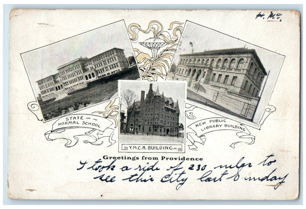 1903 Greetings From Providence Buildings & Towers View Rhode Island RI Postcard