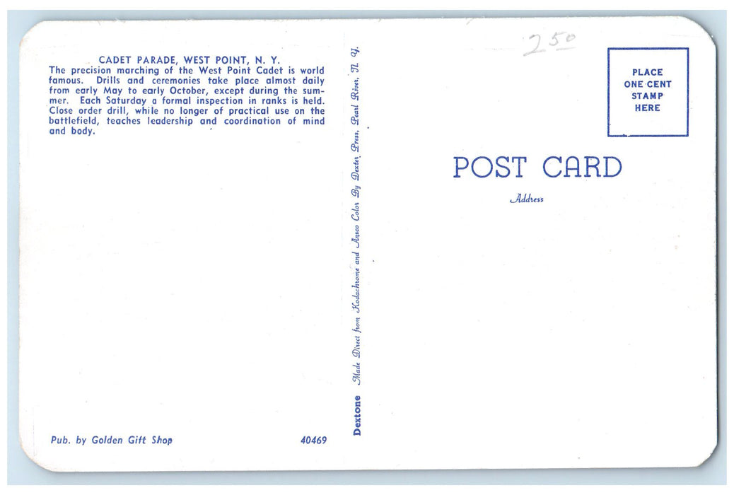 c1950's Cadet Parade Precision Marching Drills West Point New York NY Postcard