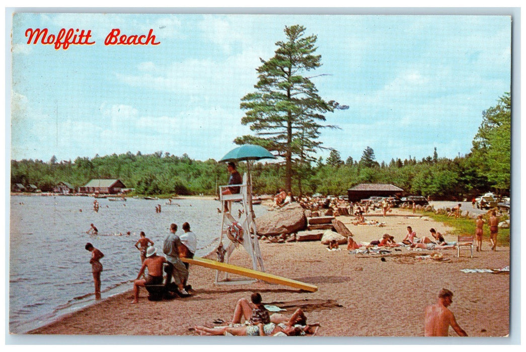 1965 Sandy Shore At Moffitt Beach Lifeguard View Speculator New York NY Postcard