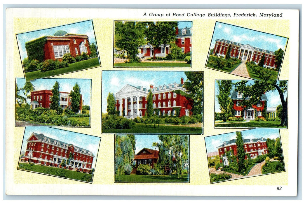 c1920 Group Of Hood College Buildings Campus View Frederick Maryland MD Postcard