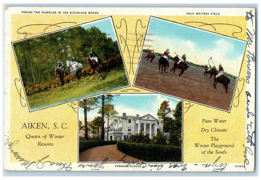 1942 Queen Of Winter Resorts Playground Views Aiken South Carolina SC Postcard