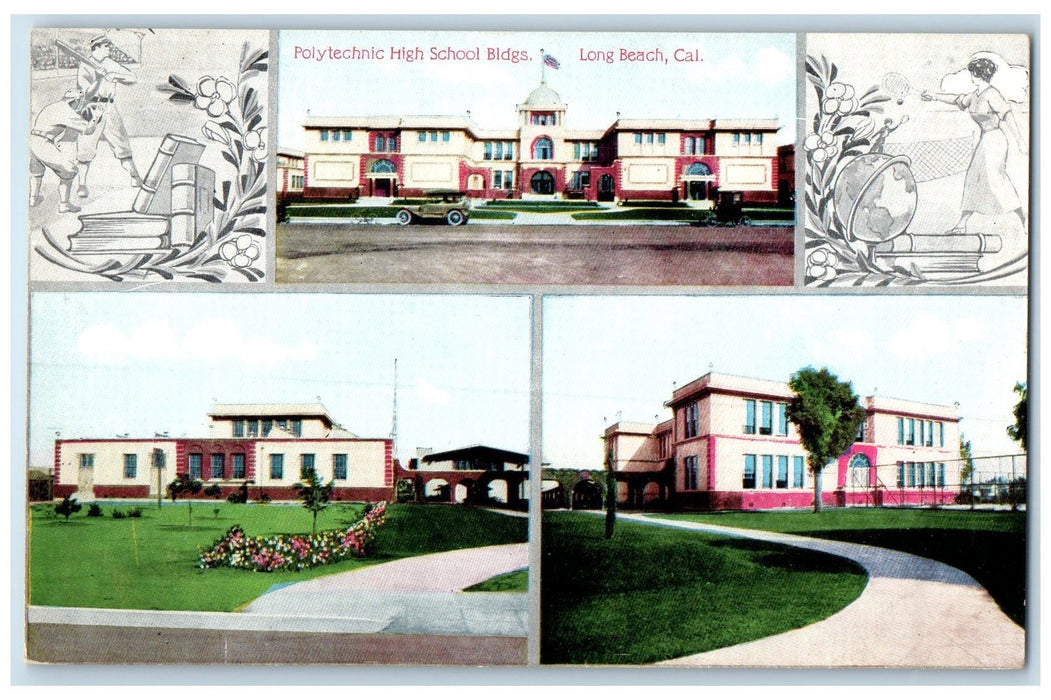 c1910 Polytechnic High School Buildings Campus Long Beach California CA Postcard