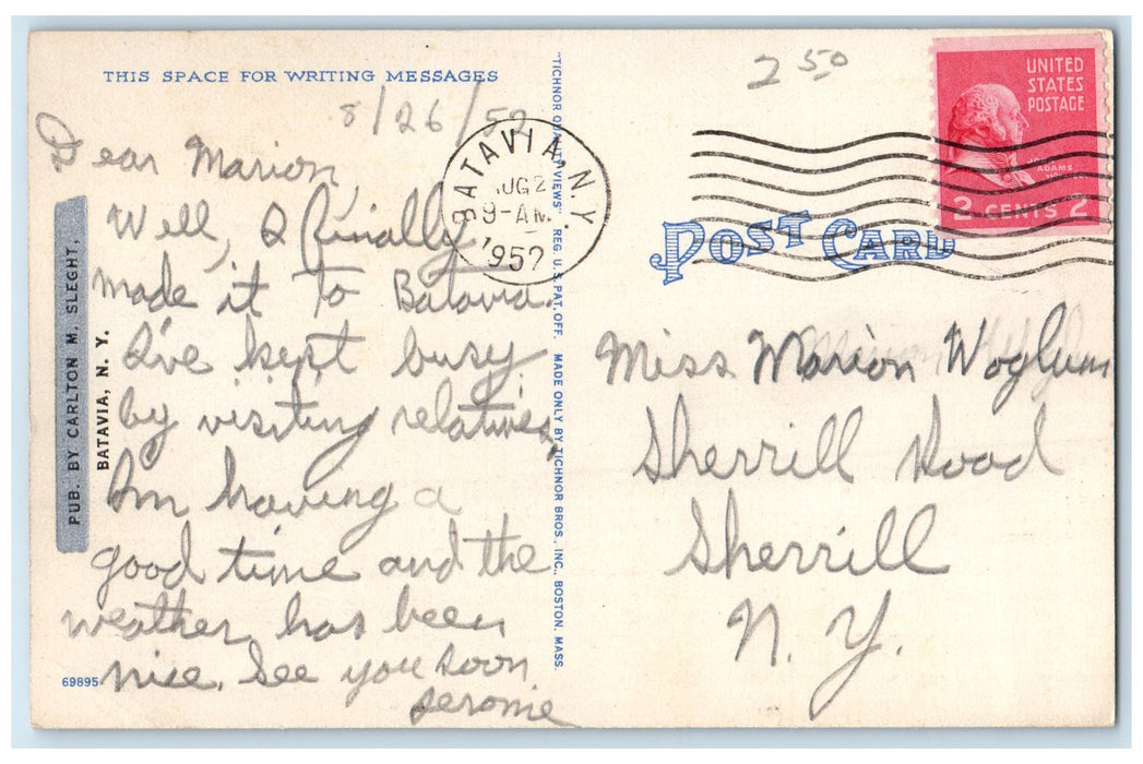 1957 New York State School Building For The Blind Batavia New York NY Postcard