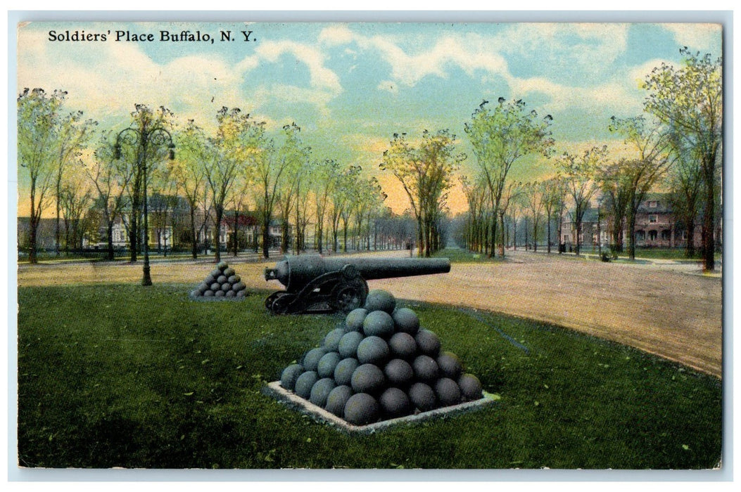 c1910's Soldier's Place Cannon & Ball Dirt Road Buffalo New York NY Postcard