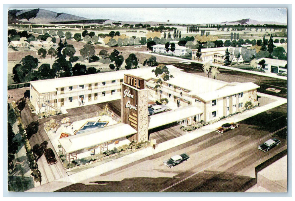 c1960's Aerial View Glen Capri Motel Glendale California CA Unposted  Postcard