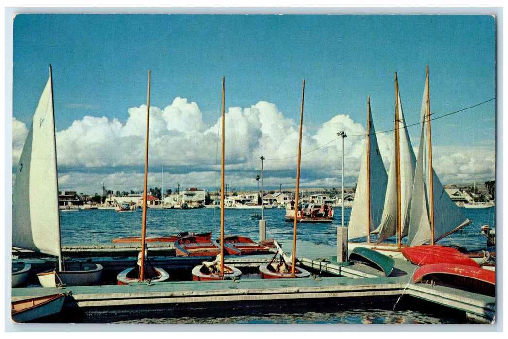 c1960's Balboa Bay Balboa Island Boats Scene Newport Beach CA Unposted Postcard