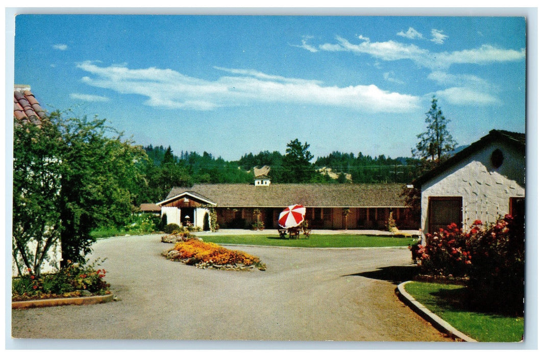 c1960s Motel Garberville Exterior Roadside Garberville CA Unposted Tree Postcard