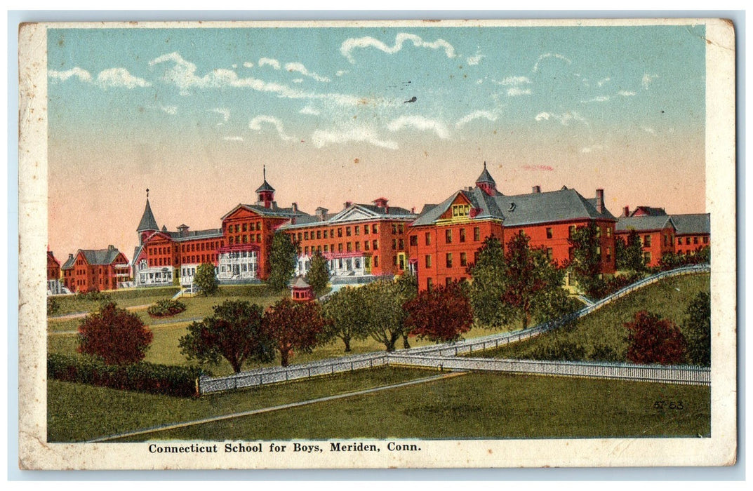 1922 Connecticut Schools For Boys Exterior Scene Meriden CT Posted Postcard