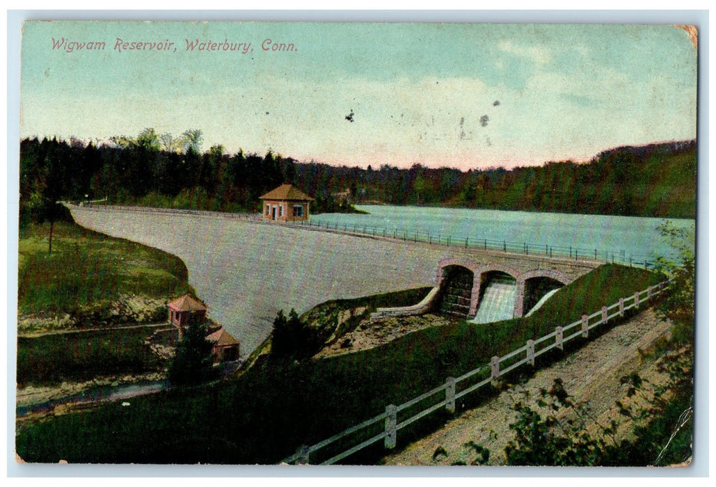 1922 Wigmam Reservoir Scene Waterbury Connecticut CT Posted Vintage Postcard