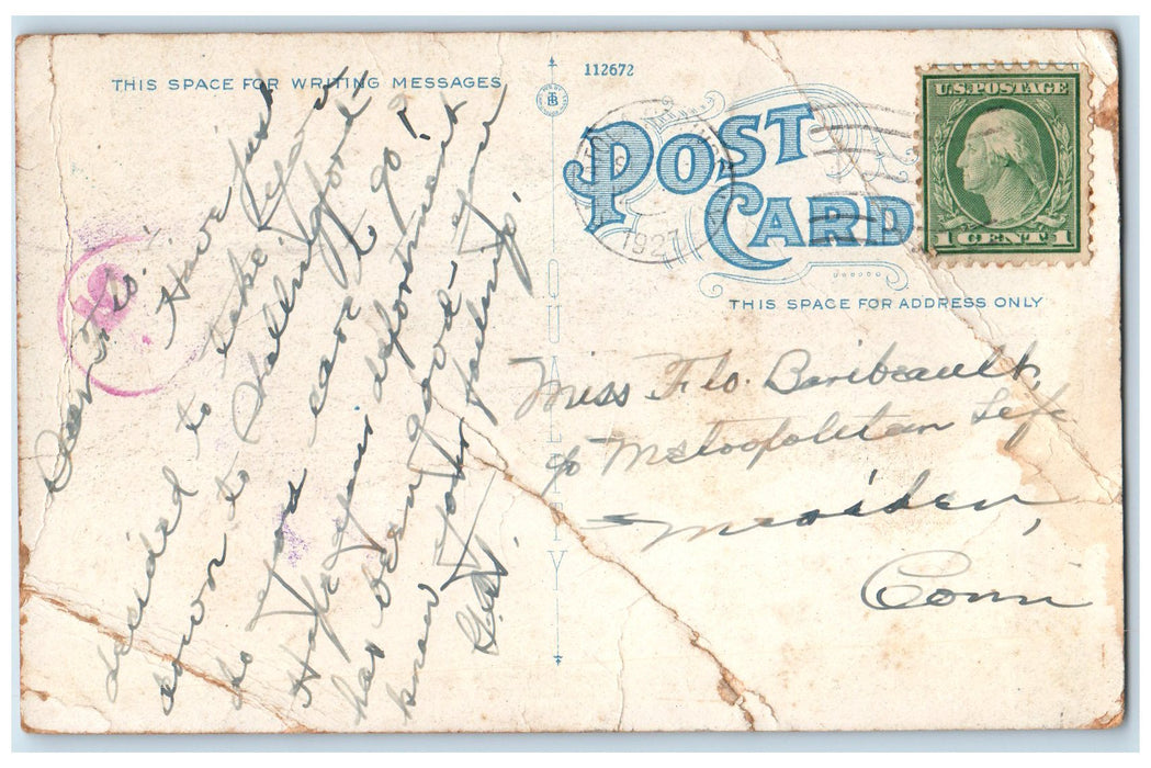1927 Going To The Post Saratoga Race Track Saratoga Springs NY Horses Postcard