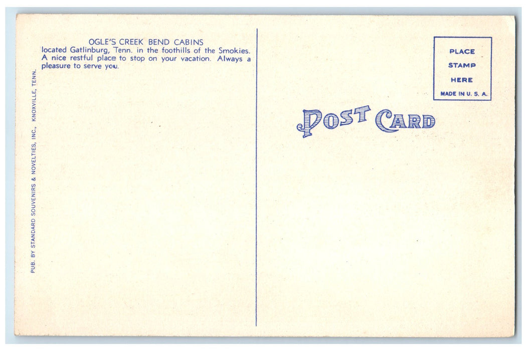 c1960's Ogle's Creek Bend Cabins Exterior Gatlinburg Tennessee TN Trees Postcard