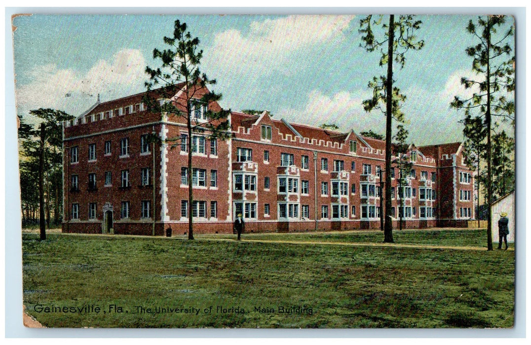 1908 The University Of Florida Main Building Gainesville Florida Posted Postcard