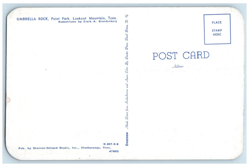 c1960's Umbrella Rock Point Park Lookout Mountain Tennessee TN Trees Postcard
