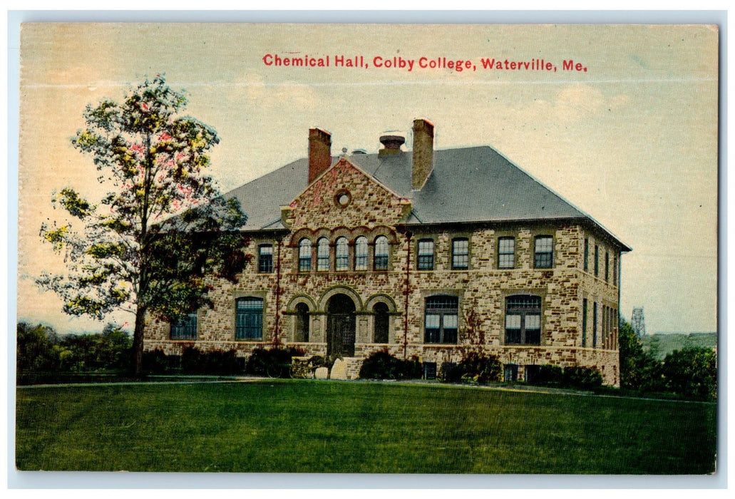 c1910's Chemical Hall Colby College Scene Waterville Maine ME Unposted Postcard