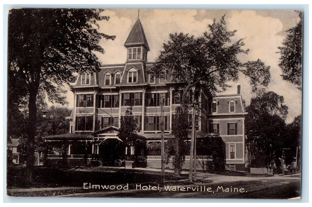 c1910's Elmwood Hotel Exterior Roadside Waterville Maine ME Unposted Postcard