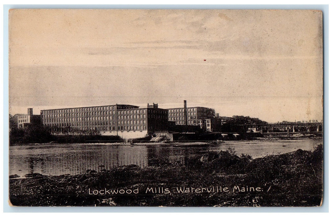 c1910's Lockwood Mills Buildings Bridge Waterville Maine ME Unposted Postcard