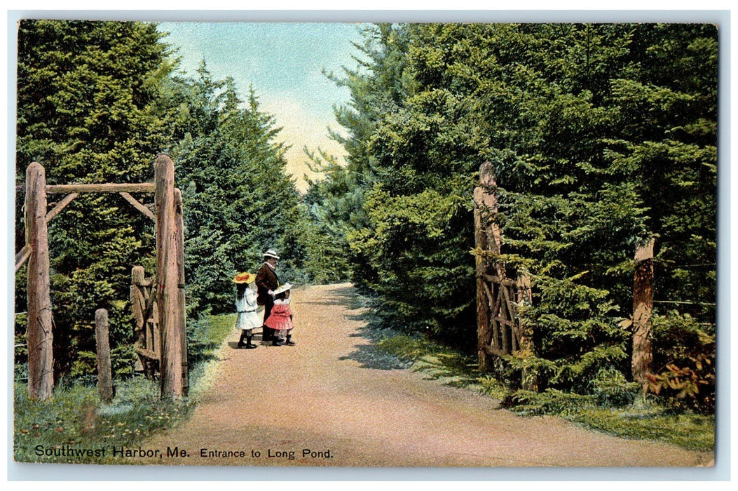 c1910's Entrance To Long Pond Southwest Harbor Maine ME Unposted Trees Postcard