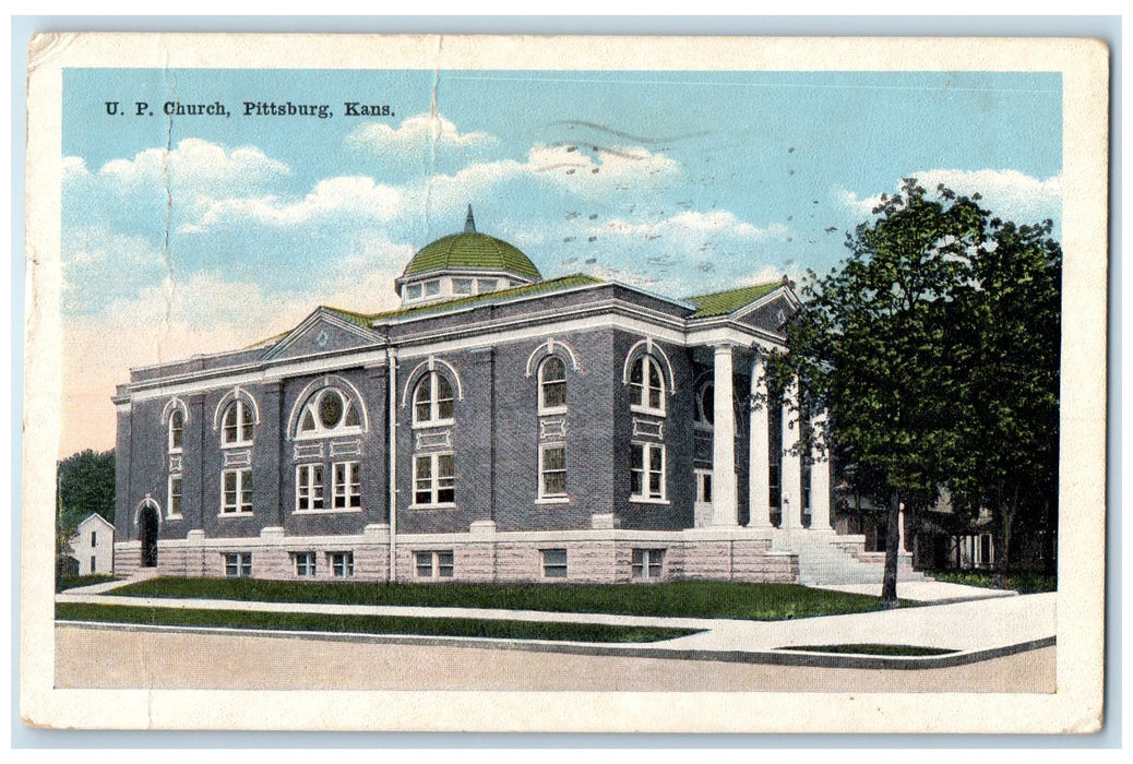 1905 Up Church Exterior Roadside Pittsburg Kansas KS Posted Trees Postcard