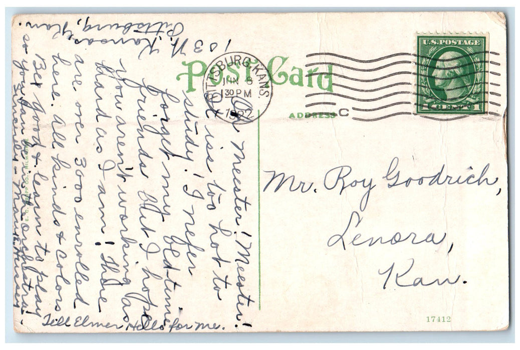 1905 Up Church Exterior Roadside Pittsburg Kansas KS Posted Trees Postcard