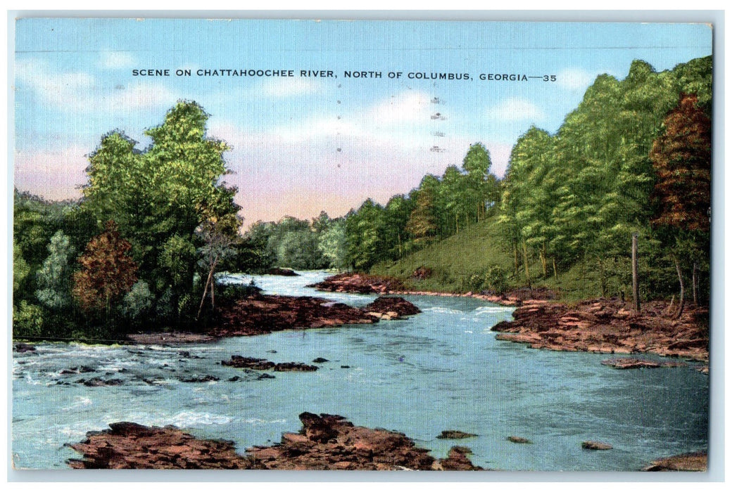 1955 Scene On Chattahoochee River North Of Columbus Georgia GA Posted Postcard