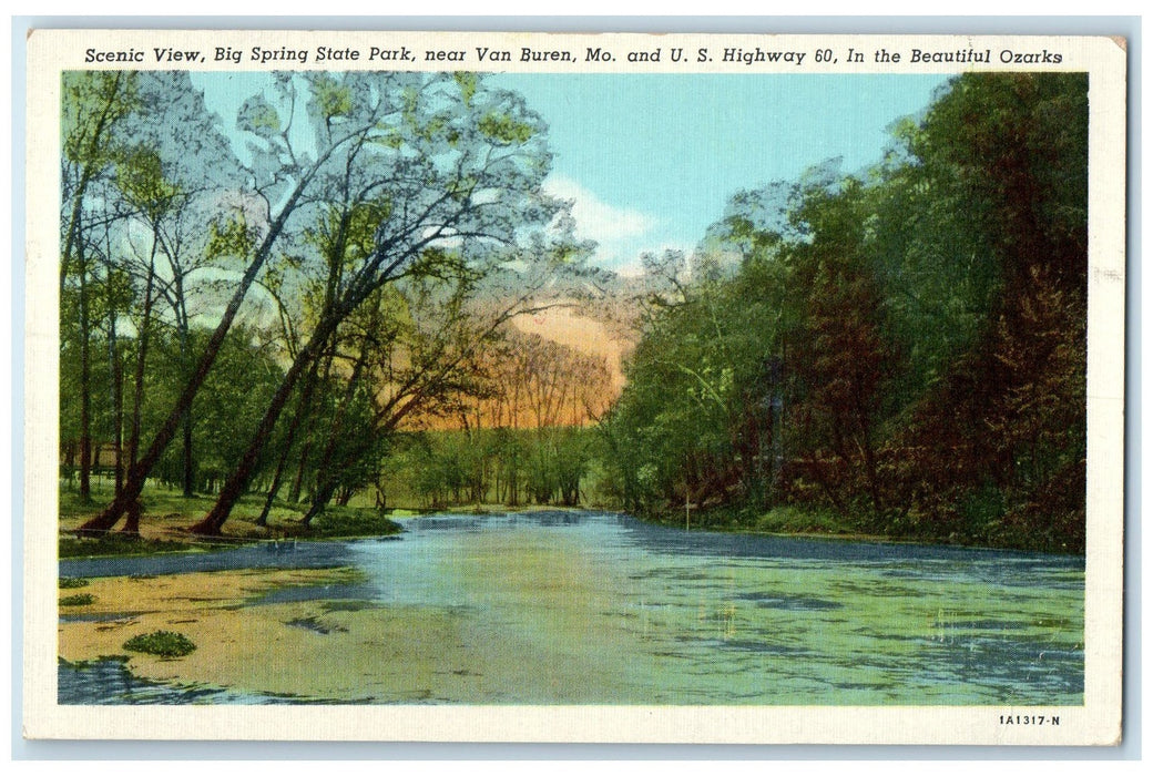 1953 Scenic View Big Spring State Park Van Buren Gallatin Missouri MO Postcard