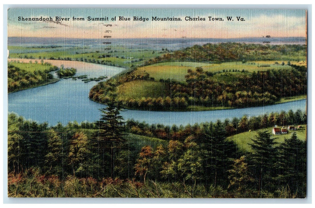 1953 Shenandoah River From Summit Charlestown West Virginia VA Posted  Postcard