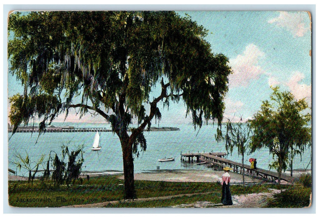 c1910's View From Phoenix Park Jacksonville Florida FL Unposted Boats Postcard