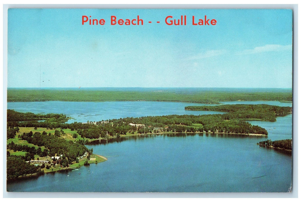c1910's Aerial View Of Pine Beach Gull Lake Brainerd Minnesota MN Trees Postcard