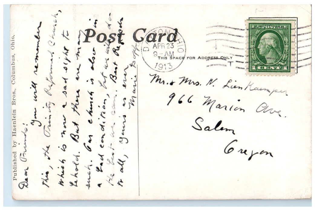 1913 Canal & Jefferson St. Flood Of March 1913 Damages Dayton Ohio OH Postcard