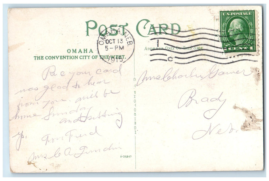 1915 The Lake Miller Park Trees Scene Omaha Nebraska NE Posted Sunset Postcard