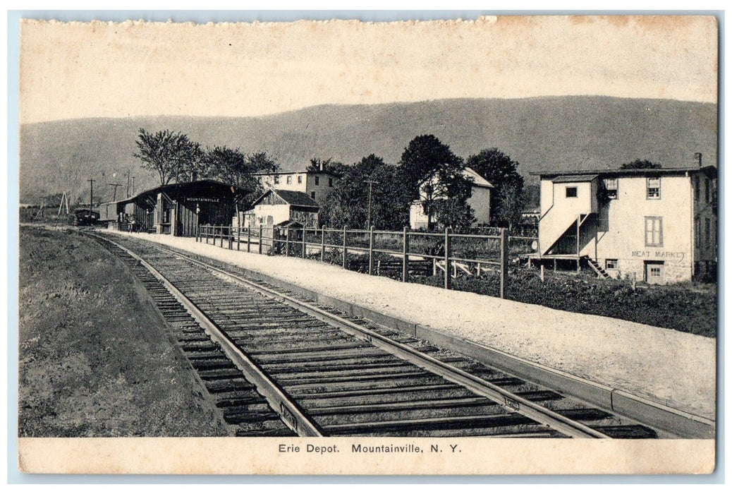 c1920's Erie Depot Train Terminal Railroad Mountainville New York NY Postcard