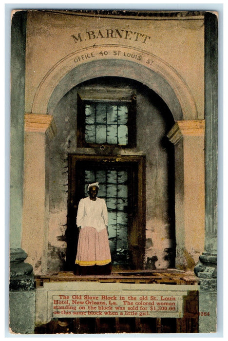 1916 Old Slave Block In Old St. Louis Hotel New Orleans Louisiana LA Postcard