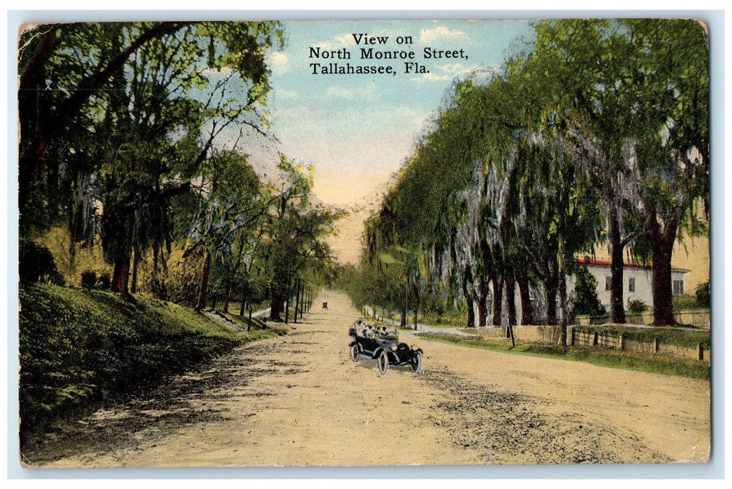 1920 View On North Monroe Street Cars Tallahassee Florida FL Posted Postcard