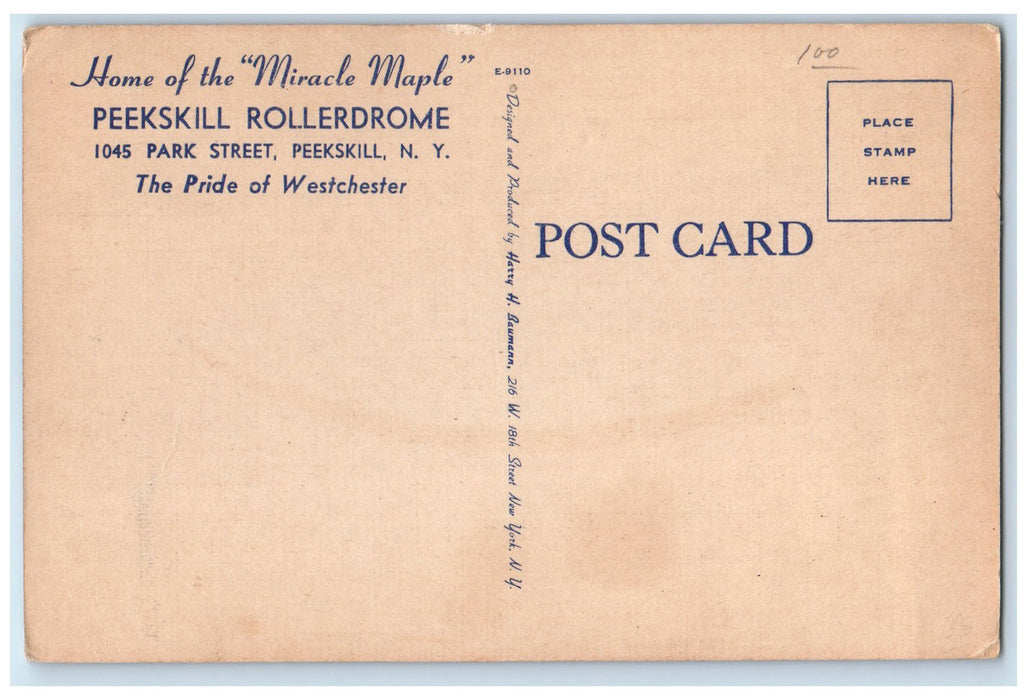 c1940's Peekskill Rollerdrome Roller Skating View Peekskill New York NY Postcard