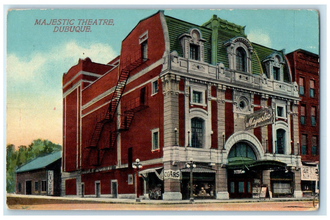 c1910's Majestic Theater Orpheum Movie House Building Dubuque Iowa IA Postcard