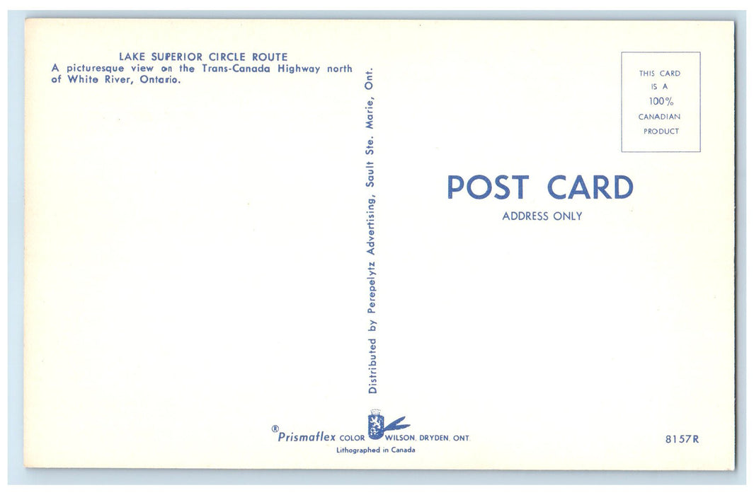 c1960's A Picturesque Trans-Canada Highway North White River Ontario CA Postcard