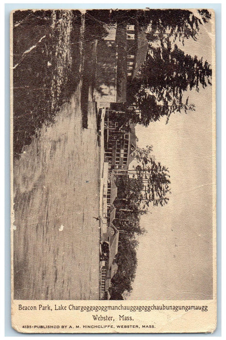 1907 Beacon Lake Lake Chargoggagoggmachauggago Webster Massachusetts MA Postcard