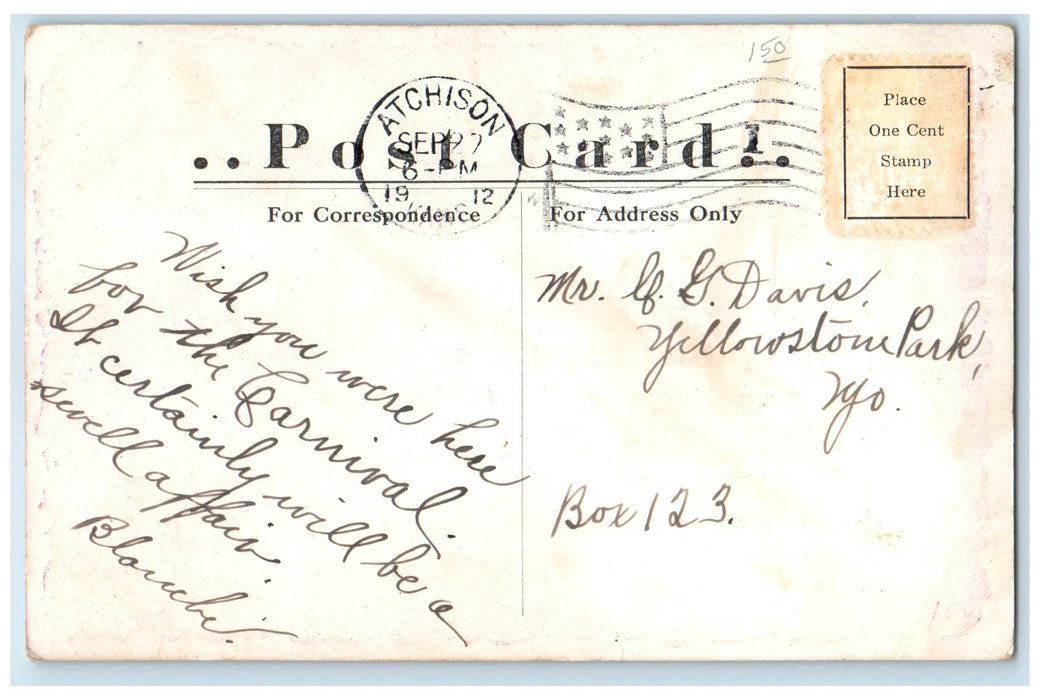 1912 Atchison Corn Carnival & Famous Flower Parade Atchison Kansas KS Postcard