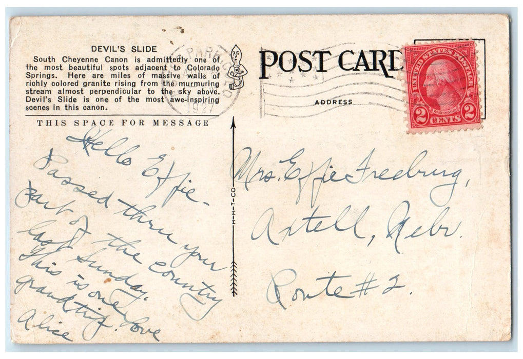 1927 Devil's Slide South Cheyenne Canon View Colorado Springs CO Posted Postcard
