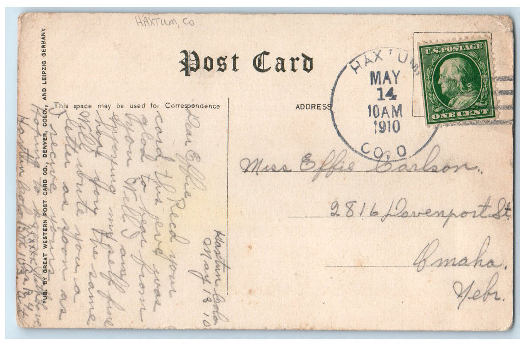 1910 Long Peak From Estes Park Trees Scene Haxtum Colorado CO Posted Postcard